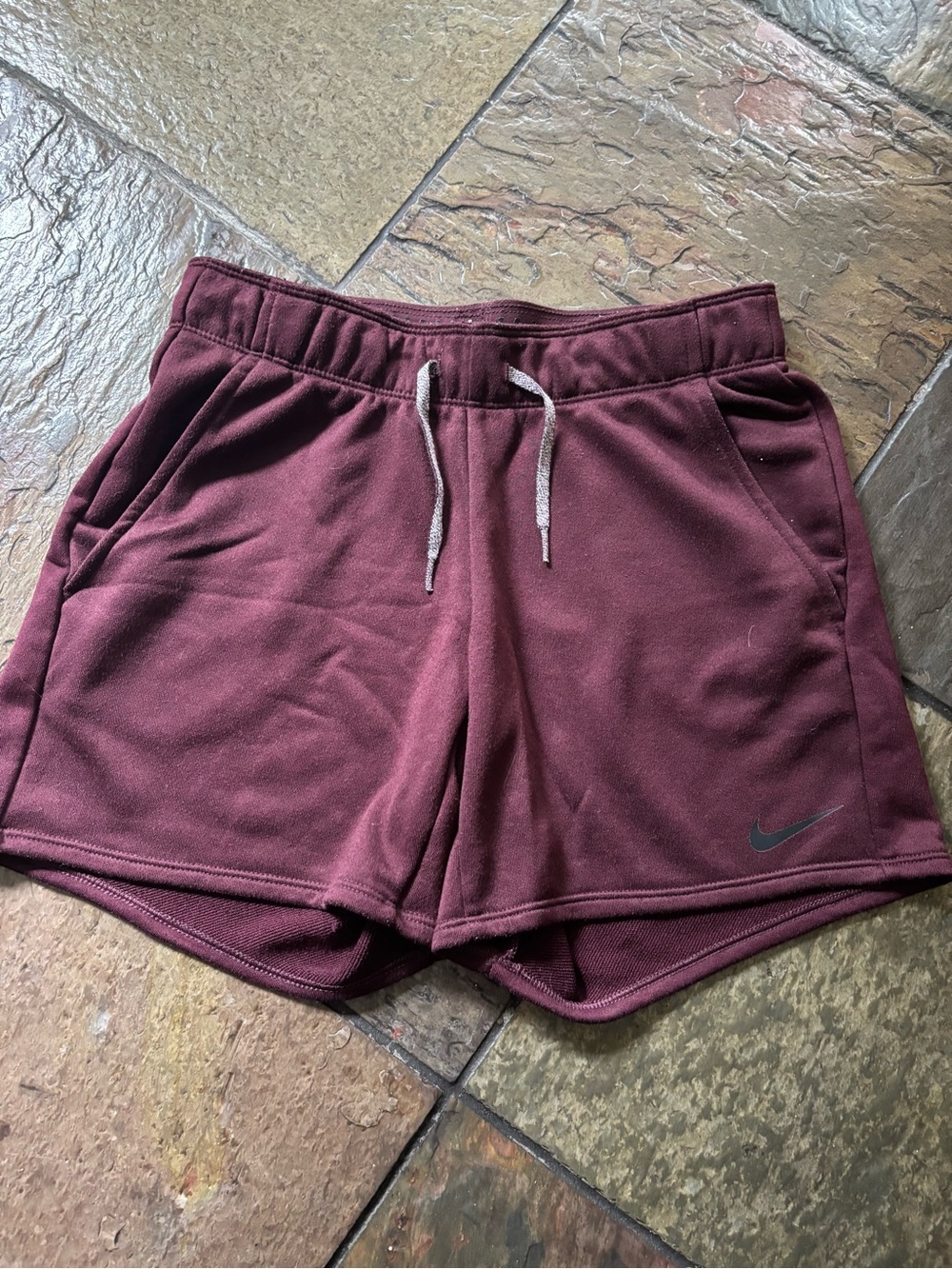 Nike Women's Maroon Athletic Fleece Shorts with Drawstring